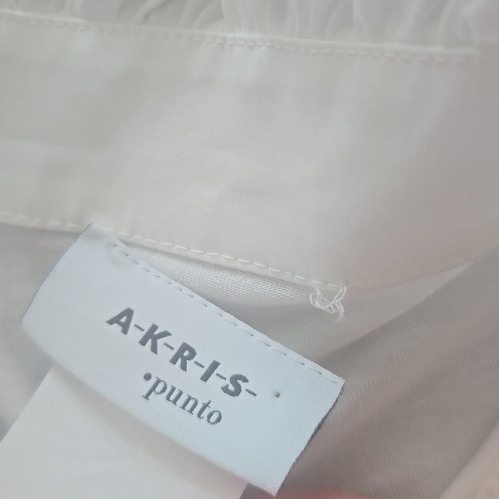Akris Punto White Cotton Poplin And Elastane Ruffled Button Down Size 8 - Picture 7 of 16